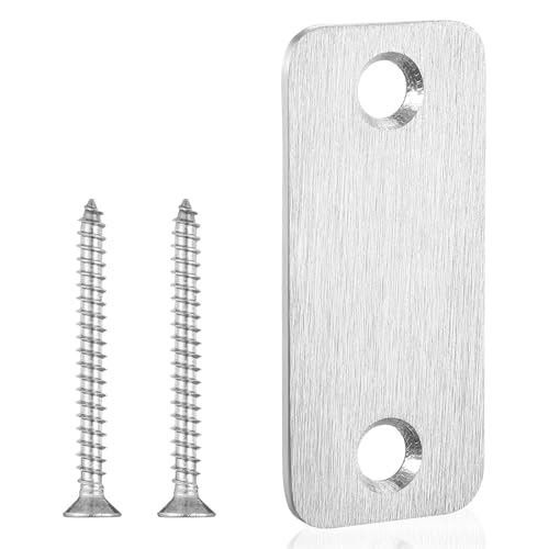 Door Edge Hole Filler Plate Round Corner Blank Strike Plate Door Hole Cover Plates Deadbolt Cover Plates 1”x 2-1/4” Stainless Steel Silver