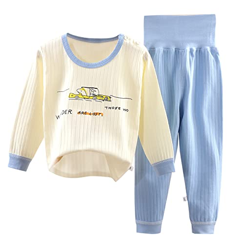 Conjunto de pijama infantil macio para meninos e meninas com estampa de desenhos animados e cintura