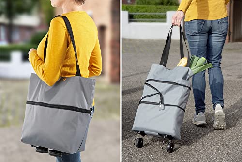 Maximex Einkaufstrolley 3in1 - faltbare Einkaufshilfe, Polyester, 32 x 50 x 15 cm, Grau – Bild 7