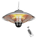 Outdoor elektrische terrasverwarmer, elektrische infrarood hangende ruimteverwarmer Waterdicht snel verwarmingslicht met afstandsbediening voor binnenshuis Outdoor Garden Parasol, 2500W