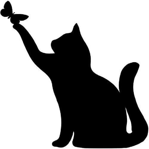 JILIP Letrero de arte de silueta de gato de metal, escultura de pared colgante negra, placa de decoración de pared de animales de metal, decoración