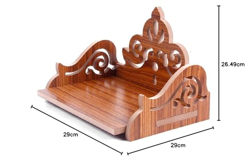 MS ENTERPRISE Beautiful Art and Craft Wooden Wall Mount Temple for Home Shop Office (29 x 26.5 x 29 cm) - Image 6 thumbnail