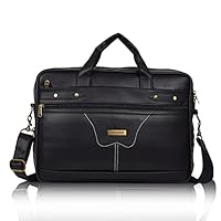 Veneer Men’s 15.6 Inch Waterproof Synthetic Leather Computer Laptop Messenger Bag Briefcase Satchel Shoulder Bag (Black, Large)