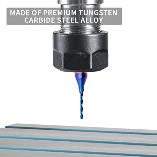 Eanosic Upcut Spiral Router Bit 1/4 Inch Shank, 1/16 Inch Cutting Diameter Solid Carbide With Blue Nano Coated Cnc Router Bits End Mill For Wood Carving, Engraving #TOP4