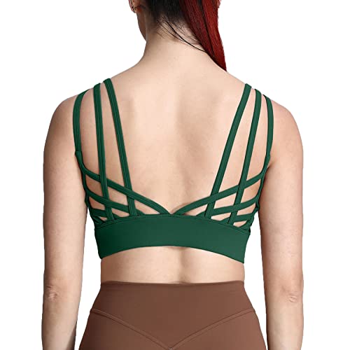 Aoxjox Caged Sports Bras For Women High Impact Fitness Running Multi-Cross Back Training Yoga Crop Tank Workout Tops (Storm Green, Small) #TOP27