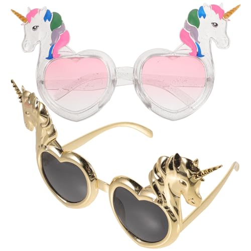 Holibanna 2 Stück Einhorn-brillen Parodie Tanzparty-brille Lustiges Herz-requisitglas Für Damen
