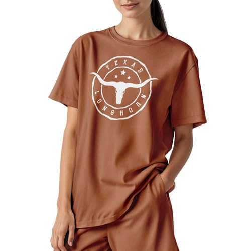 Texas Longhorn Logo Tshirt for Men, Unisex Short Sleeve Top, Classic Crewneck Top4