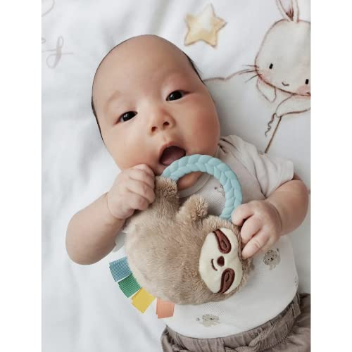 Itzy Ritzy - Ritzy Rattle Pal With Teether; Features A Minky Plush Character, Gentle Rattle Sound & Soft Teether; Sloth #TOP2