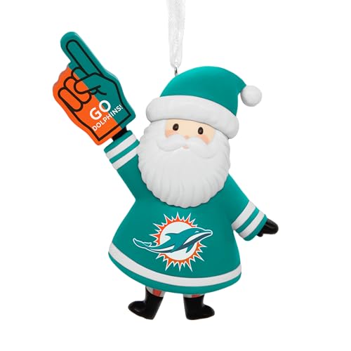 Hallmark Christmas Ornament, NFL Miami Dolphins Santa Fan Ornament, Gifts for Sports Fans