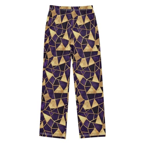 Pajama Pants Purple Gold Geometric Marble PJ Bottoms Sleepwear Lounge Sleep Pant with Pockets