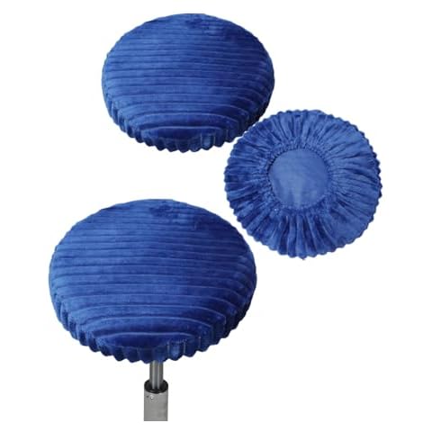 Shukii Stool Covers Round 2 Pack Bar Stool Covers Soft Stool Slipcover with Elastic Stool Cushion Round Bar Stool Seat Covers for Bar Round Chair (Blue, Extra Large) Cover