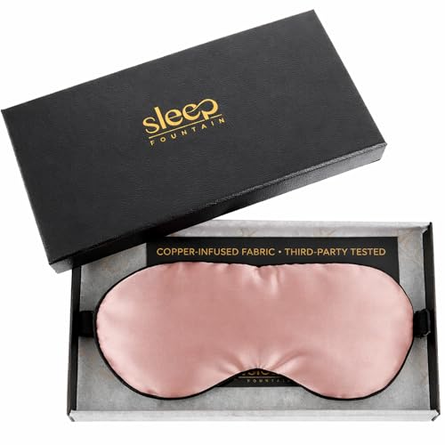 SLEEP FOUNTAIN Anti Aging Silk Sleep Mask for Women, Mulberry Silk Eye Mask for Sleeping and Skin Care, Blackout Sleep Mask with Copper Ion Technology Reduces Eye Puffiness, Fine Lines and Wrinkles