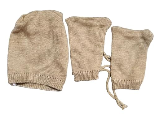 paryag Baby Sweater for Baby Boys & Baby Girls Woollen Full Sleeves, Round Neck Sweater Top, Bottom, Cap & Booties Set (Set of 1) Beige - Image 3 thumbnail