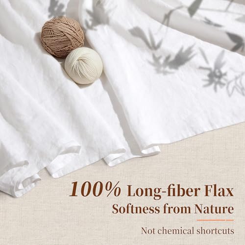 Image of 100% Linen Sheet Set 4pcs, Bedding Set Deep Pocket Up to 16 inch Moisture-Wicking, Softens with Every Wash (Bright White 90X108)