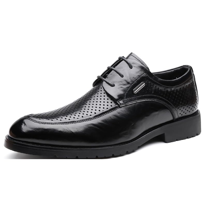 Oxford Lace-Up Casual Retro Breathable Hollowing Fashion Business Formal Derby Men's Dress Shoes for Office and Casual