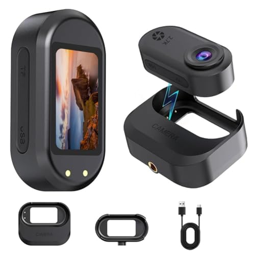 Muuookka Caméra de Sport Extérieure 2,7K HD, Caméscope 1,47 Pouce à Chargement Magnétique, Caméra de Pouce, Enregistreur pour Animaux de Compagnie et Activités Quotidiennes, Noire