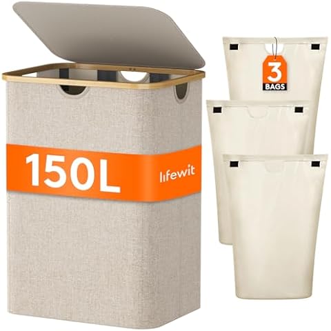 Lifewit 150L Laundry Basket with Lid Cover