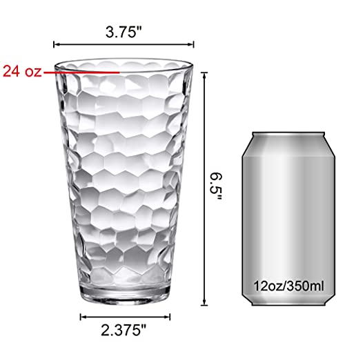 Amazing Abby - Iceberg - 24-Ounce Plastic Tumblers (Set Of 8), Plastic Drinking Glasses, All-Clear High-Balls, Reusable Plastic Cups, Stackable, Bpa-Free, Shatter-Proof, Dishwasher-Safe #TOP3