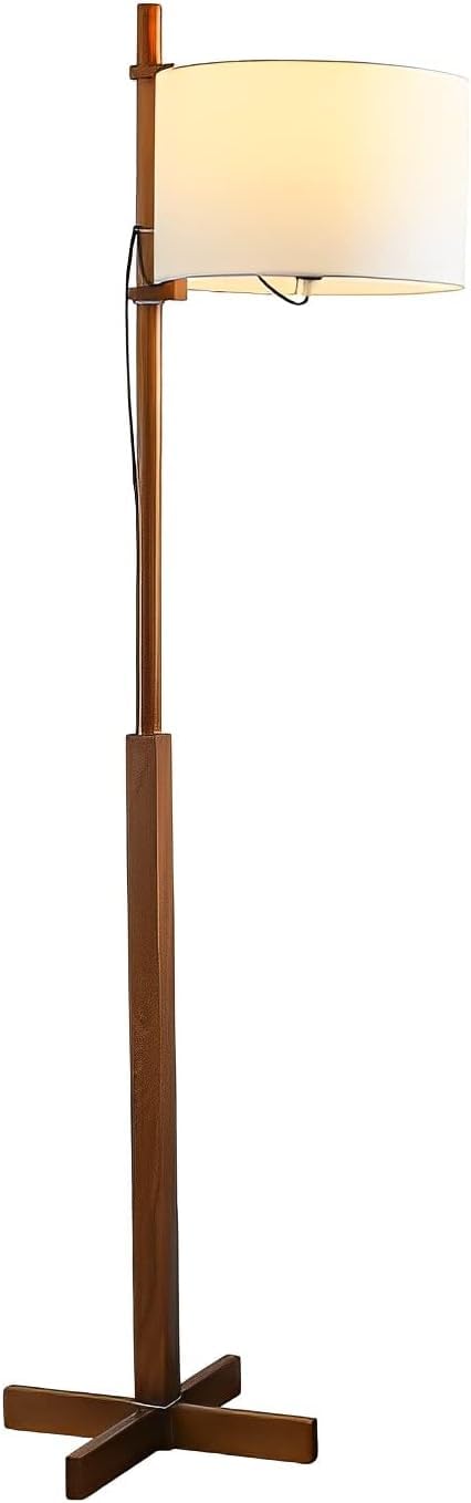 Lámpara de pie de madera maciza Retro, lámparas de pie para sala de estar, iluminación brillante con pantalla de tela, lámpara de pie para dormitorio