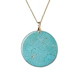 ATLLM Turquoise Circle Pendant Gold Gemstone Large Bohemian Necklace Natural Stone BOHO Round Charm