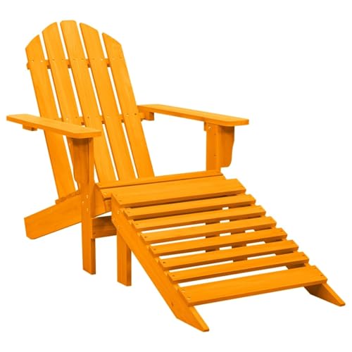 Xichuzi Silla jardín Adirondack con otomana, Silla para Exteriores, Silla De Playa, Mueble De Jardin, Sillas Terraza, Sillas Terraza Exterior, Madera Maciza Abeto Naranja