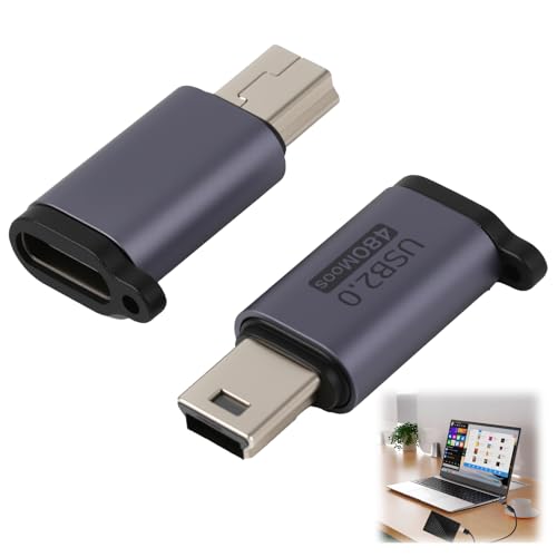 Riybyds 2 Pièces Adaptateur USB C vers Mini USB, Type C Femelle à Mini USB Mâle pour Charge et Transfert de Données, Compatible pour Appareils Photo...