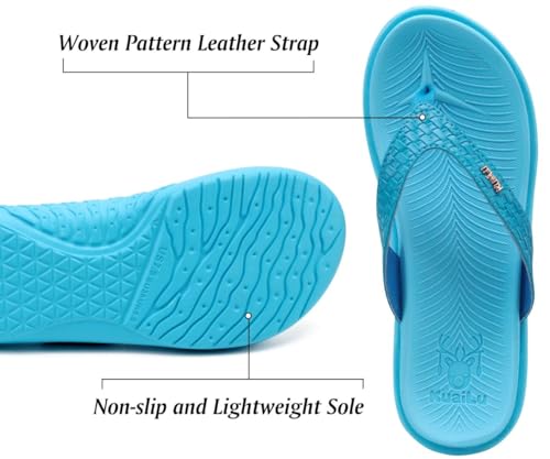 Image of KuaiLu Womens Flip Flops Arch Support Yoga Mat Cushioned Thong Sandals | Ladies Comfortable Walking Slides For Plantar Fasciitis Slip On Indoor Outdoor For Summer