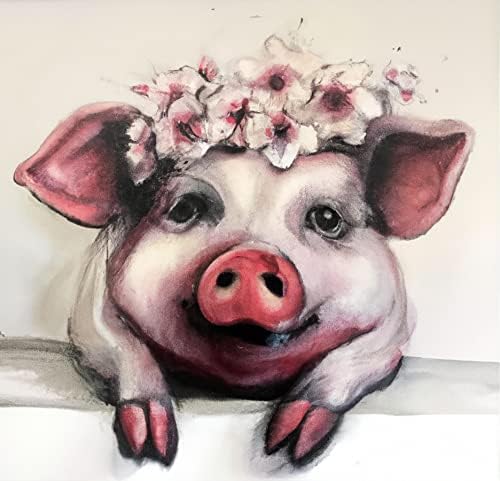 Kaliosy 5D Diamond Painting A Wreath of Pig by Number Kits Paint with Diamonds Art, DIY Crystal Craft Full Drill Cross Stitch Decoration 14X14inch (X27482)