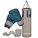 ScSPORTS Boxsack-Set mit Boxsack 25 kg, inkl. Boxhandschuhen, Boxbandagen und 4-Punkt-Stahlkette, beige/Petrol, durch Intertek geprüft + bestanden¹