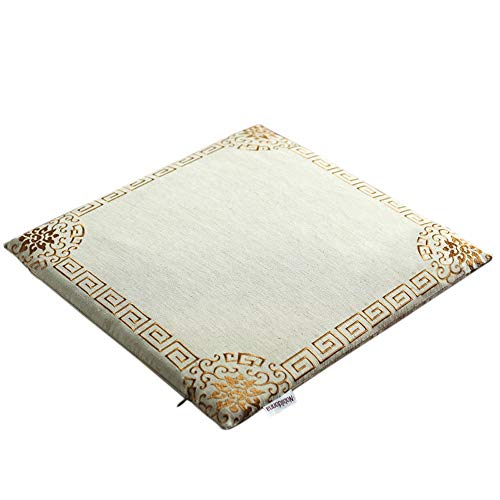 ZzheHou Yoga Meditation Cushion Meditation Cushion Tatami Cushion Linen Embroidery Suitable For Home Hotel Yoga Yoga Seat Cushion (Color : Gold, Size : 43X43X3cm)