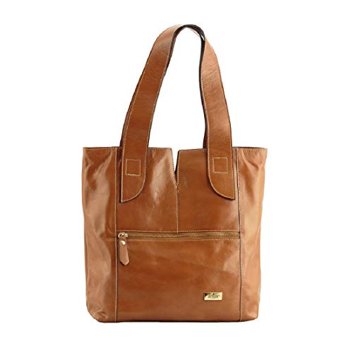 Bolsa Feminina Social de Ombro Souli em Couro Legitimo | Prática e Elegante - BETANIA COUROS (Caramelo)
