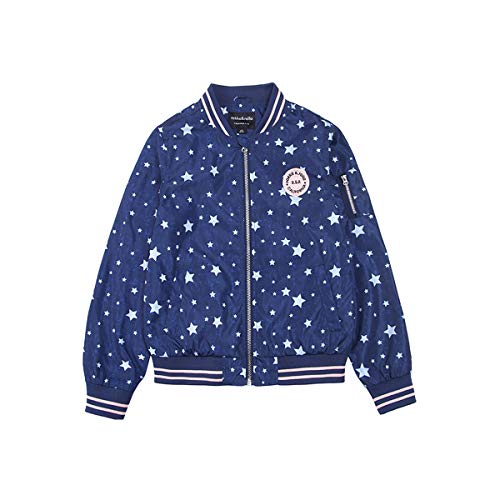 Girls' Zip Up Lightweight Casual Fashion Wind Flight Bomber Jacket (Medium, STARRY SKY)