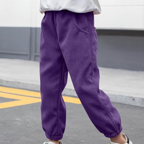 Boys Sweatpants Casual Elastic Waist Pull On Corduroy Pants with Pockets Stretch Fashion Lounge Fall Trousers 2-15Y2