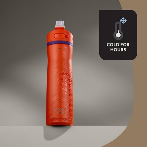 Image of Contigo Ashland Chill 2.0 Stainless Steel Vacuum-Insulated Water Bottle with AUTOSPOUT Easy-Clean Lid, Leak-proof Drinking, Keeps drinks cold for 24 hours, BPA-Free, 24oz., Tangerine