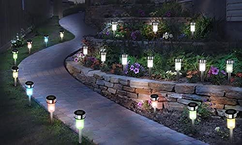 Solarize Pack of 10 Stainless Steel Outdoor Solar Lights with White LED