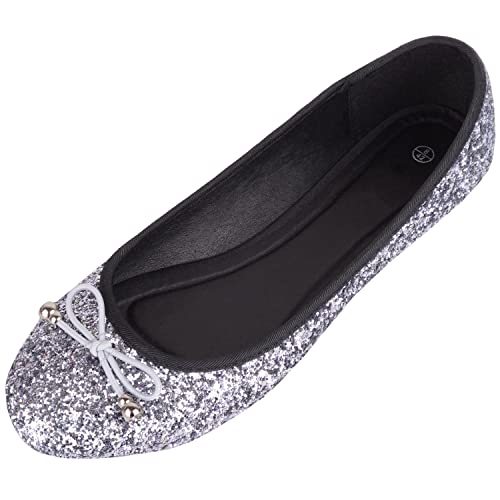 Escarpins ballerines pailletées pour femme chaussures de fête basses