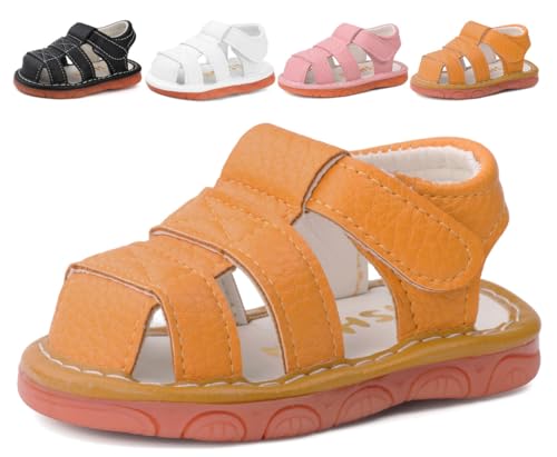 Image of Baby Boys Girls Squeaky Sandals Summer Closed-Toe Anti-Slip Premium Rubber Sole Toddler First Walkers Shoes