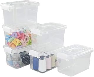 Asking Set of 6 Plastic Storage Boxes, 5 L Clear Plastic Storage Latching Box, F