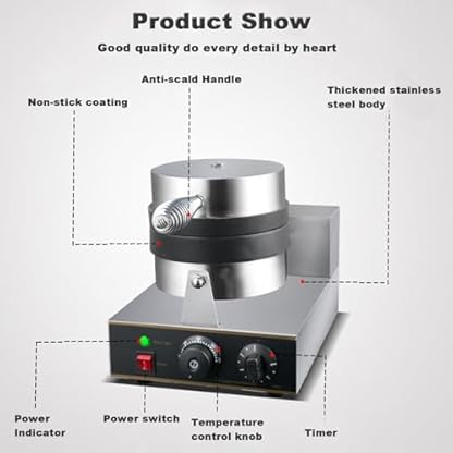 Doppelseitig Beheizter Burger-Maker Burgermaschine, kommerzielles Waffeleisen, elektrische Presse, Temperaturregelung 50–300 °C, doppelseitige Heizung, 5-Minuten-Timer, Bubble Egg Baker, ant – Bild 8