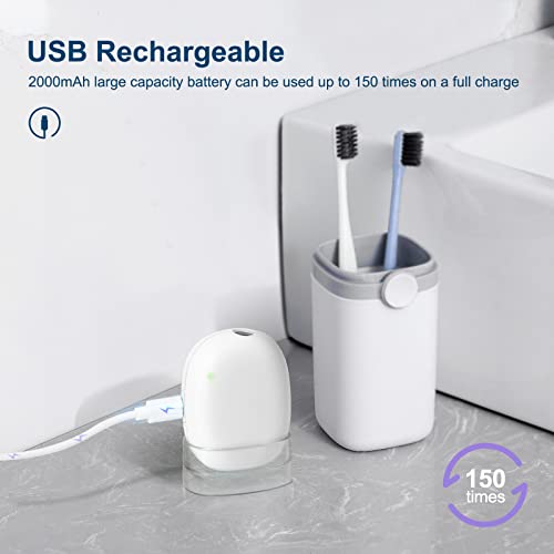 ELMWAY UV Sanitizer Toothbrush Case, Portable Mini Toothbrush Holder, Rechargeable Toothbrush Cover Sterilizing for Home and Travel Fits All Toothbrushes for Electric and Manual (White)