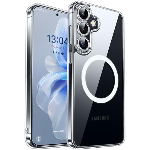 Image of CANSHN Designed for Samsung Galaxy S24 Case (2024) [Full Camera Protection] [Compatible with Magsafe], Crystal Clear