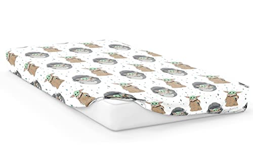 Star Wars The Mandalorian Curious Child 100% Cotton Single Fitted Sheet, White - Mandalorian - Image 2