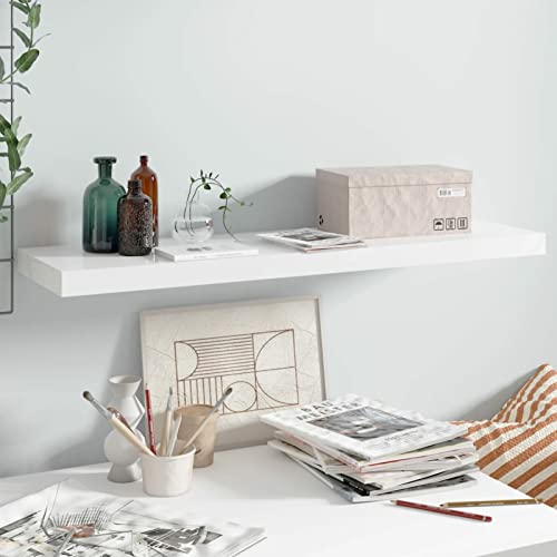 Xichuzi Estante Flotante de Pared, Baldas De Pared, Estantería Pared, Estantería Libros, Baldas Cocina, Blanco con Brillo MDF 90x23,5x3,8 cm