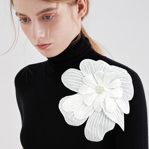 Dainty Fabric Flower Brooch Pin - Organza Beaded Corsage Lapel Pin For Wedding, Birthday & Holiday Accessories