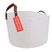 Sweetzer & Orange Woven Rope Storage Basket | Large! | with Leather Handles for Nursery or Kids' Room | 17.5"x15"x11.5"| Off-White | Natural Cotton