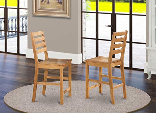 East-West Furniture CFS-OAK-W Café Pub Counter height dining chairs - Wooden Seat