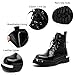 QIJOZXN Men's Black Patent Leather Platform Motorcycle Boots Fashion Wide Round Toe Lace Up Side Zipper Non-Slip Lug Sole Combat Boots Comfort Casual High Top Biker Boots (Black,6.5)