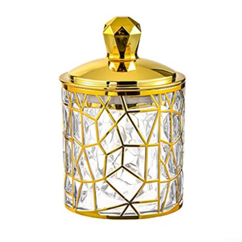 Tarros de almacenamiento con tapas, frascos redondos sellados con borde dorado, transparente hermético, para té, granos de café, harina, dulces, galletas, especias, cereales (2)