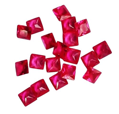 Generic G633 5Mm Natural Red Ruby Square Shape Certified Loose Gemstone Unisex 15 Pcs Gift cover