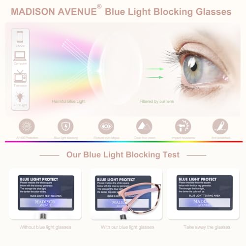 Image of Madison Avenue Blue Light Blocking Glasses Lightweight Computer Game Eyeglass,Anti Eyestrain & UV Glare